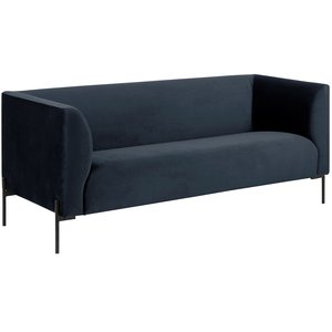 Anna 3-sits soffa - Mörkblå velour