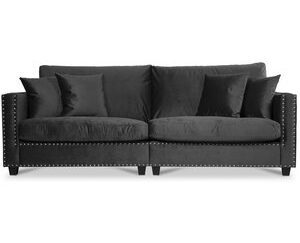 Bellino 4-sits soffa med nitar - Svart Sammet
