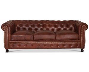 Chesterfield Old England 3-sits soffa - antikbehandlat skinn