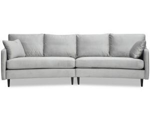 Visby 4-sits svängd soffa 301 cm - Gråbeige sammet