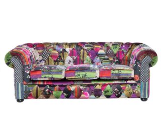 Soffa 3-sits patchwork violett CHESTERFIELD