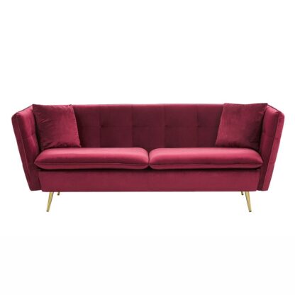 3-sits soffa sammet vinröd FREDERICA