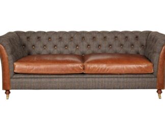 Chesterfield Harris Tweed soffa 3 sits Geranium