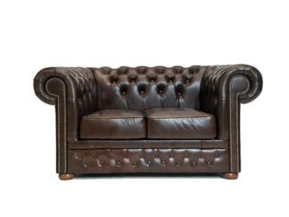 Chesterfield soffa First Class läder | 2 sits | mörkbrun