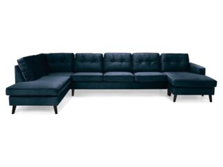 RIVALTA U-soffa Large med Divan Höger Sammet Midnattsblå
