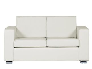 Soffa 2-sits läder vit HELSINKI