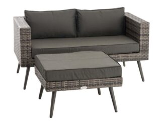 2-sits soffa och ottoman Molde Flachrattan grånande 40 cm (Mörkgrå) antracit