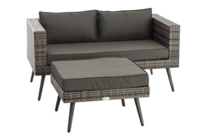 2-sits soffa och ottoman Molde Flachrattan grånande 45 cm (Mörkgrå) antracit
