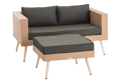 2-sits soffa och ottoman Molde Flachrattan sand 40 cm (Light Brown) antracit