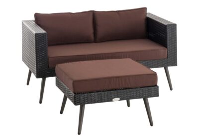 2-sits soffa och ottoman Molde Flachrattan svart 40 cm (Mörkgrå) terra brun