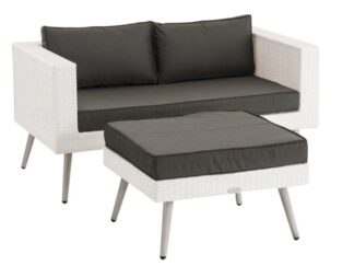 2-sits soffa och ottomanska Molde Flachrattan vita 40 cm (ljusgrå) antracit