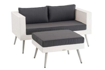2-sits soffa och ottomanska Molde Flachrattan vita 40 cm (ljusgrå) eisengrau