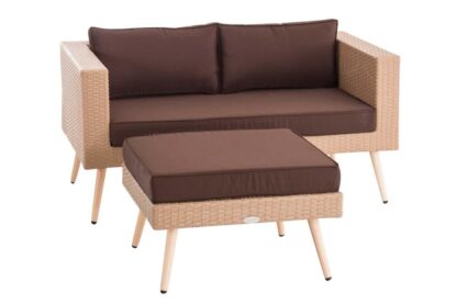 2-sits soffa och ottoman Molde Flachrattan sand 40 cm (Light Brown) terra brun