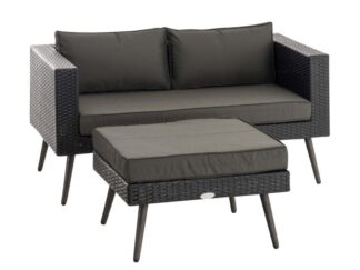 2-sits soffa och ottoman Molde Flachrattan svart 40 cm (Mörkgrå) antracit
