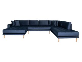CITTANOVA U-soffa Vänster med 4 Kuddar Sammet/Mörkblå