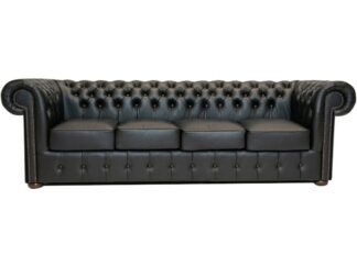 Chesterfield soffa Class läder | 4 sits | skinande svart