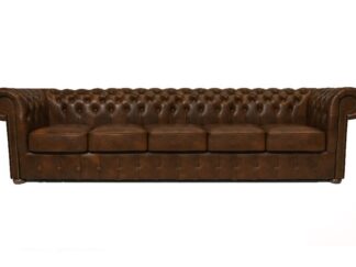 Chesterfield soffa Class läder | 5 sits | ljusbrun
