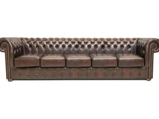 Chesterfield soffa Class läder | 5 sits | mörkbrun