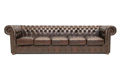 Chesterfield soffa Class läder | 5 sits | mörkbrun