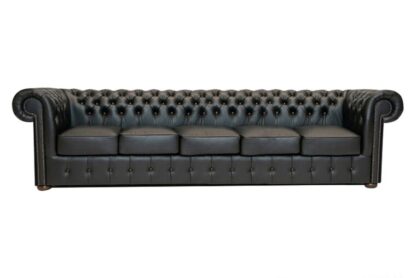 Chesterfield soffa Class läder | 5 sits | skinande svart