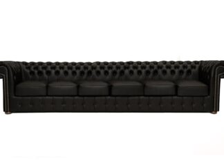 Chesterfield soffa Class läder | 6 sits | mattsvart
