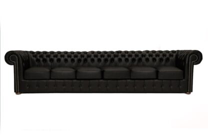 Chesterfield soffa Class läder | 6 sits | mattsvart