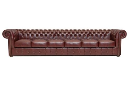 Chesterfield soffa Class läder | 6 sits | röd