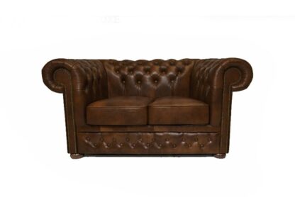Chesterfield soffa First Class läder | 2 sits | ljusbrun