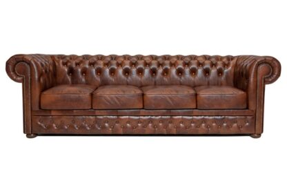 Chesterfield soffa First Class läder | 4 sits | gammal brun
