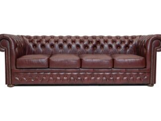 Chesterfield soffa First Class läder | 4 sits | röd
