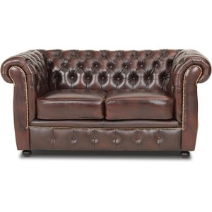 Dublin Chesterfield 2-sits soffa brunt läder