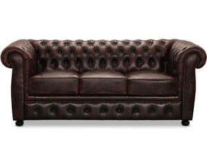 Dublin Chesterfield 3-sits soffa Oxblod läder