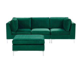 EINAREN 3-sits Soffa med Fotpall Sammet/Grön