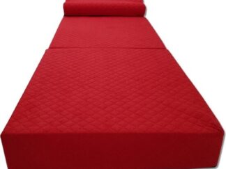 Lyxig gästmadrass med kudde - röd - campingmadrass - soffa - hopfällbar - 200x70x15 cm