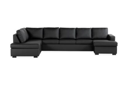 NEW YORK U-soffa XL Divan Höger Svart Konstläder