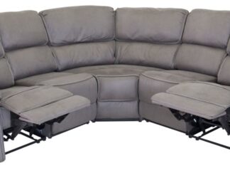 Saranda soffa hörnsoffa recliner PU-läder grå.