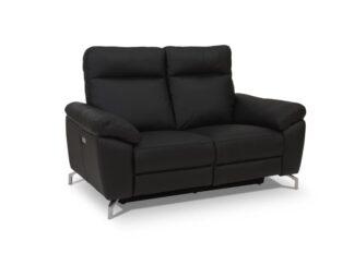 Sena 2-sits soffa i svart äkta läder.