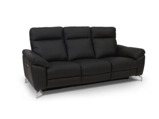 Sena 3-sits soffa i svart äkta läder.