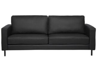 Soffa 3-sits läder svart SAVALEN