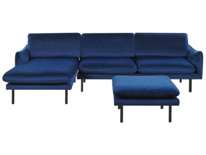 Soffa 3-sits med fotpall sammet blå VINTERBRO