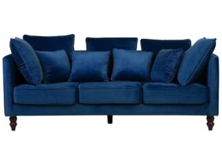 Soffa 3-sits sammet blå FENSTAD