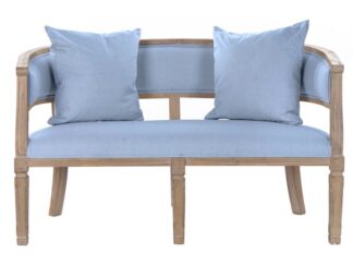 Soffa DKD Home Decor Blå linne Gummiträ (122 x 69 x 72 cm)