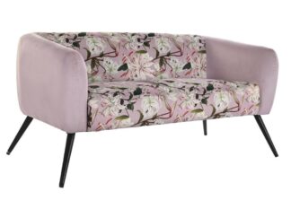 Soffa DKD Home Decor Svart Rosa Metall Polyester Shabby Chic (140 x 71 x 71 cm)