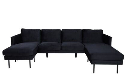Zoom soffa U-soffa velour svart.