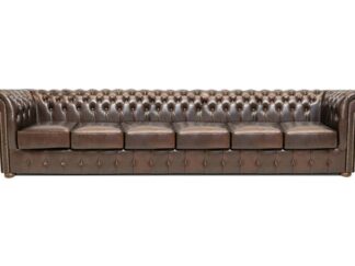 Chesterfield soffa Class läder | 6 sits | mörkbrun