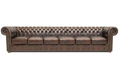 Chesterfield soffa Class läder | 6 sits | mörkbrun