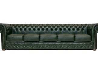 Chesterfield soffa First Class läder | 5 sits | grön