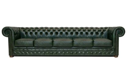 Chesterfield soffa First Class läder | 5 sits | grön