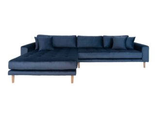 Lido soffa ,schäslong vänster velour mörkblå.