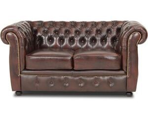 Liffey Chesterfield 2-sits soffa brunt läder